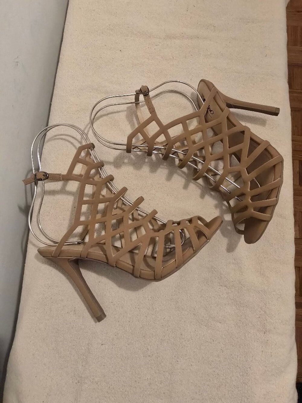 Mossimo Tan/Beige Caged Gladiator Heeled Sandals Size 7